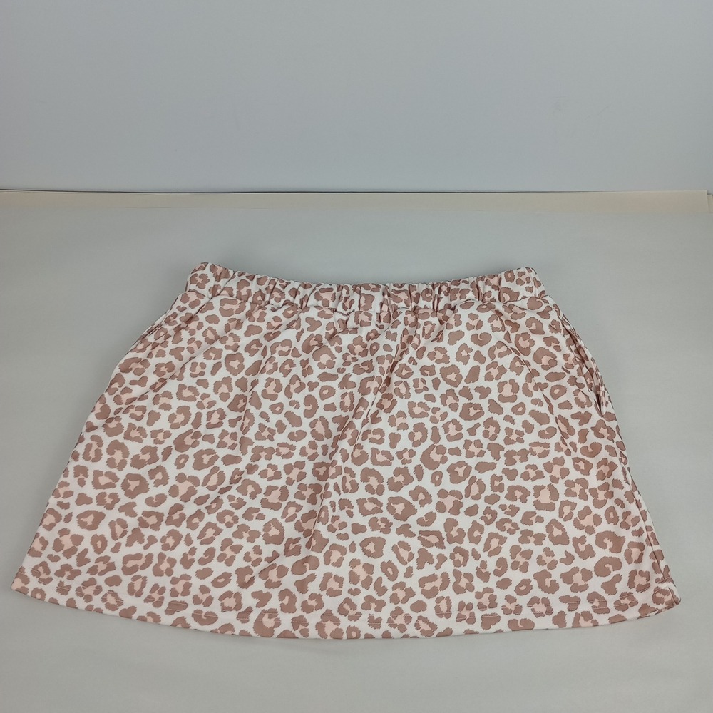 Jess Lea Women XL Pink Leopard Print Elastic Waist Pockets Athletic Skort Skirt